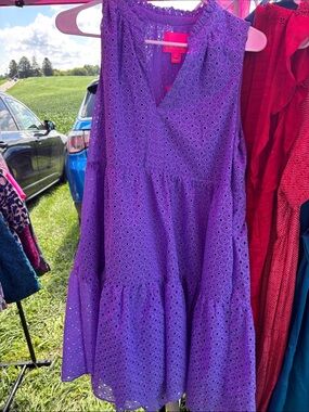 Lilly Pulitzer Purple Eyelet Tiered Sleeveless Dress NWT